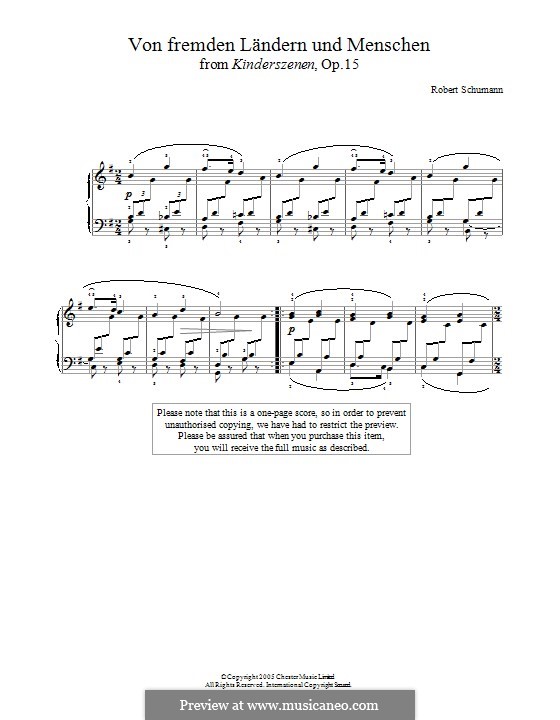 No.1 Of Strange Lands and Peoples: For piano by Robert Schumann