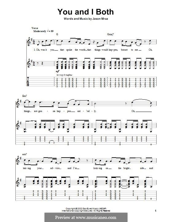 You and I Both: For guitar with tab by Jason Mraz