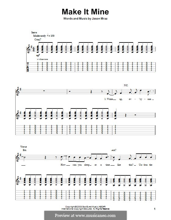 Make It Mine: For guitar with tab by Jason Mraz