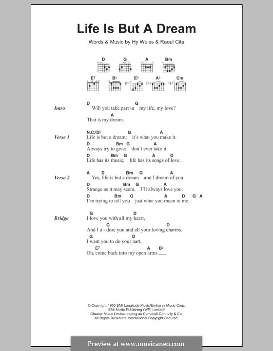 Life Is But a Dream (The Earls): Lyrics and chords by Hy Weiss, Raoul Cita