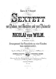 String Sextet, Op.27: Violin I part by Nicolai von Wilm