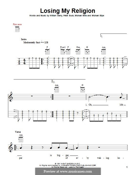 Losing My Religion (R.E.M.): For ukulele by Mike Mills, Michael Stipe, Peter Buck, William Berry