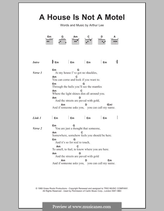 A House is not a Motel (Love): Lyrics and chords by Arthur Lee