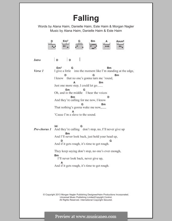 Falling (Haim): Lyrics and chords by Alana Haim, Danielle Haim, Este Haim