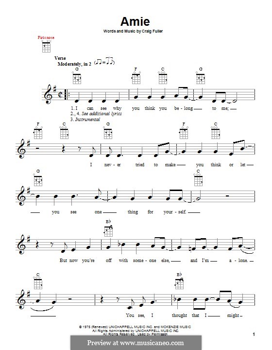 Amie (Pure Prairie League): For ukulele by Craig Fuller