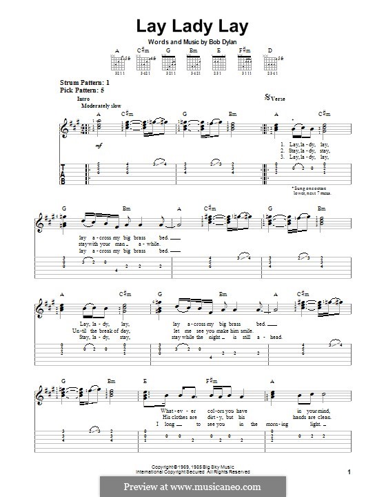 Lay Lady Lay: For guitar with tab by Bob Dylan