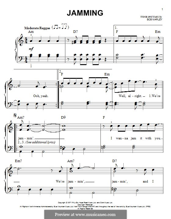 Jamming: For piano by Bob Marley
