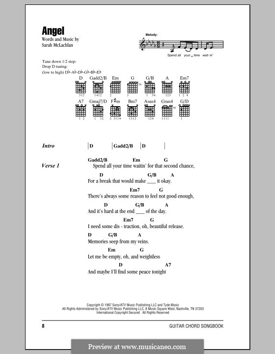 Angel: Lyrics and chords by Sarah McLachlan