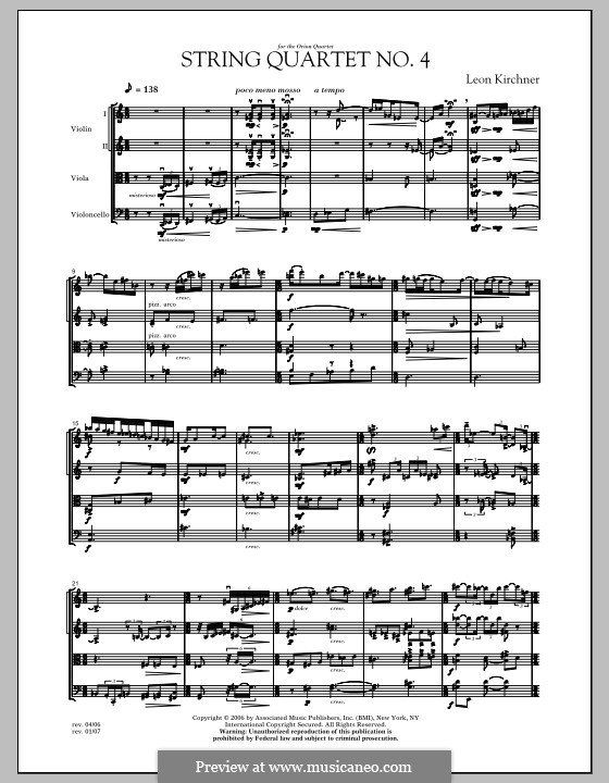 String Quartet No.4: String Quartet No.4 by Leon Kirchner