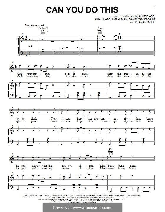 Can You Do This: For voice and piano (or guitar) by Aloe Blacc, Khalil Abdul-Rahman, Daniel Tannenbaum, Pranam Injeti