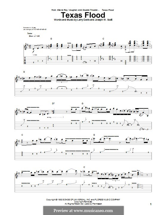 Texas Flood (Stevie Ray Vaughan): For guitar with tab by Joseph W. Scott, Larry Davis