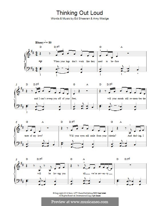 Thinking Out Loud: For piano by Ed Sheeran, Amy Wadge