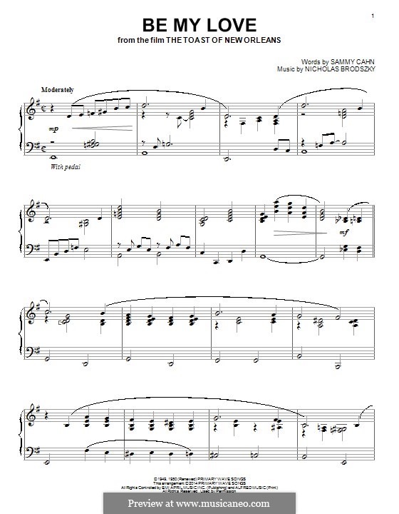 Be My Love (from 'The Toast of New Orleans'): For piano by Nicholas Brodszky