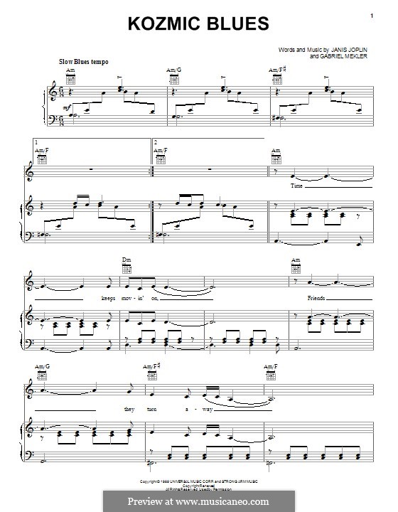 Kozmic Blues (Janis Joplin): For voice and piano (or guitar) by Gabriel Mekler
