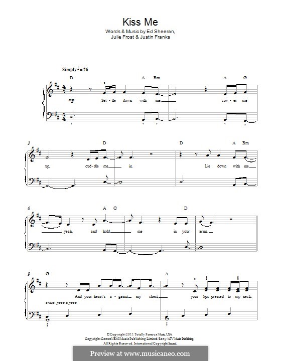Kiss Me by E. Sheeran, J. Frost, J. Franks - sheet music on MusicaNeo
