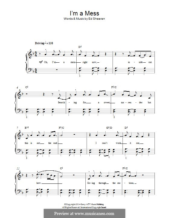 I'm a Mess: For piano by Ed Sheeran