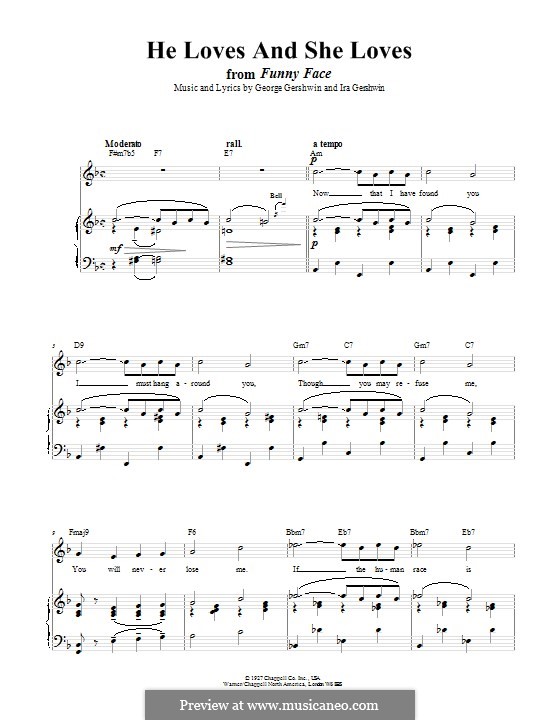 He loves and she loves by g gershwin sheet music on musicaneo