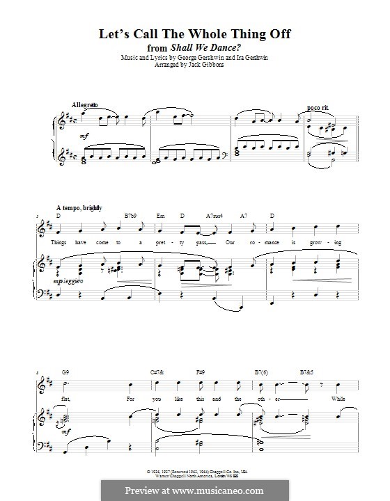 Let's Call the Whole Thing Off: For voice and piano (or guitar) by George Gershwin