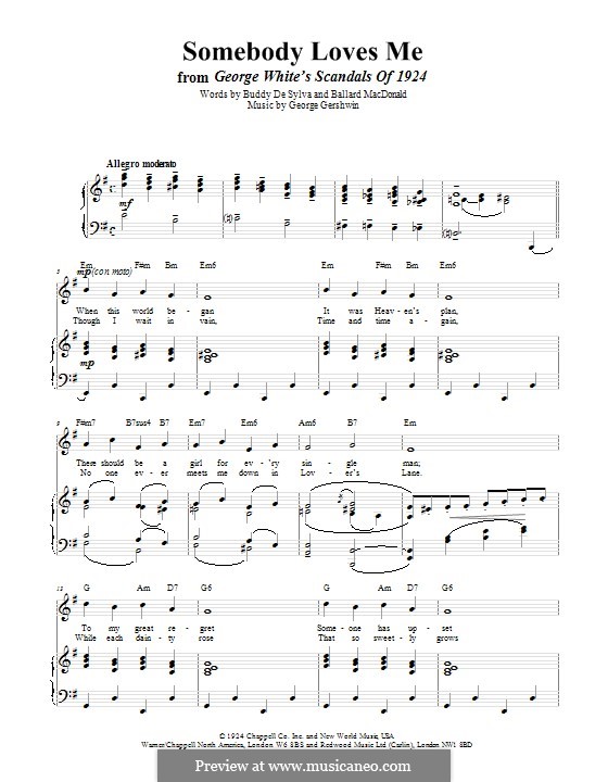 Somebody Loves Me by G. Gershwin - sheet music on MusicaNeo