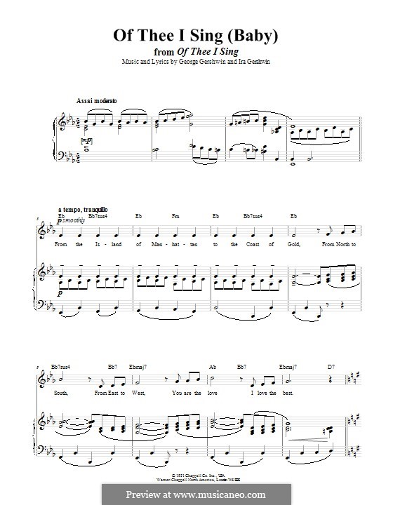 Of Thee I Sing by G. Gershwin - sheet music on MusicaNeo