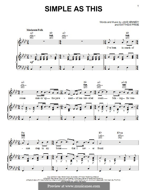 Simple as This: For voice and piano (or guitar) by Matthew Prime