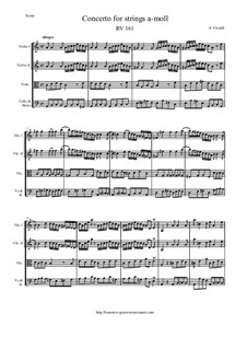 Concerto for Strings in A Minor, RV 161: Score and parts by Antonio Vivaldi