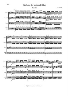 Sinfonia for Strings in E Major, RV 131: Score and parts by Antonio Vivaldi