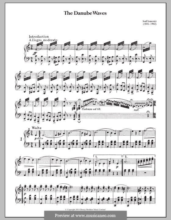 Waves of the Danube: For piano by Ion Ivanovici