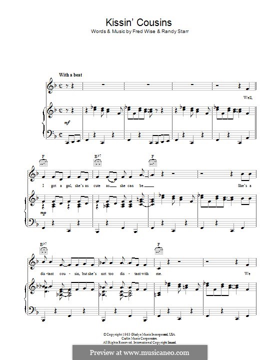 Kissin' Cousins (Elvis Presley): For voice and piano (or guitar) by Fred Wise, Randy Starr