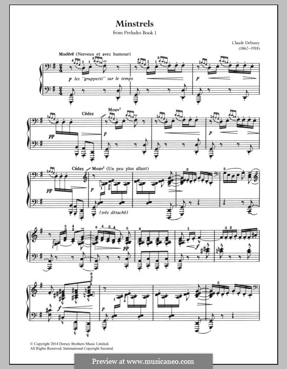 No.12 Minstrels: For piano by Claude Debussy