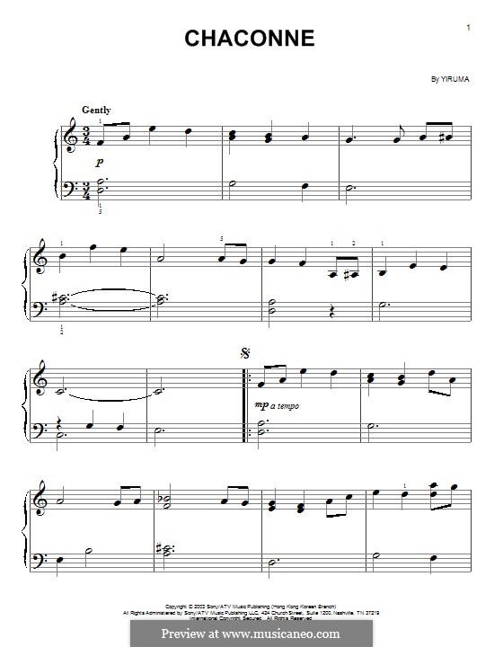 Chaconne: For easy piano by Yiruma
