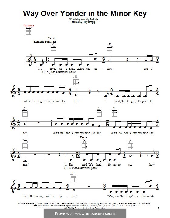 Way Over Yonder in the Minor Key: For ukulele by Billy Bragg