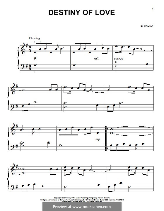 Destiny of Love: For piano by Yiruma