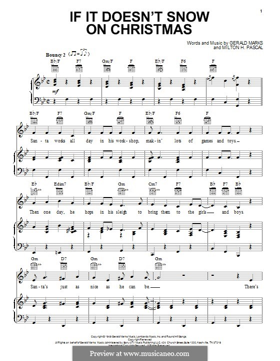 If it Doesn't Snow on Christmas: For voice and piano (or guitar) by Gerald Marks, Milton H. Pascal