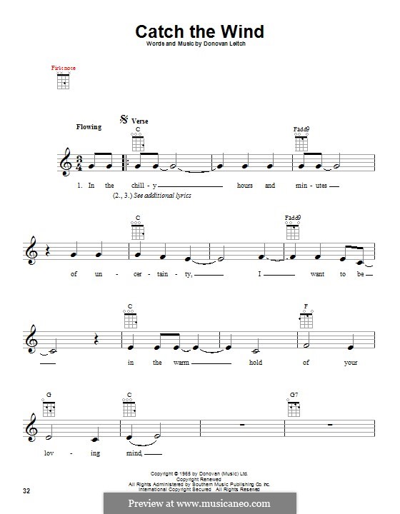 Catch the Wind: For ukulele by Donovan Leitch