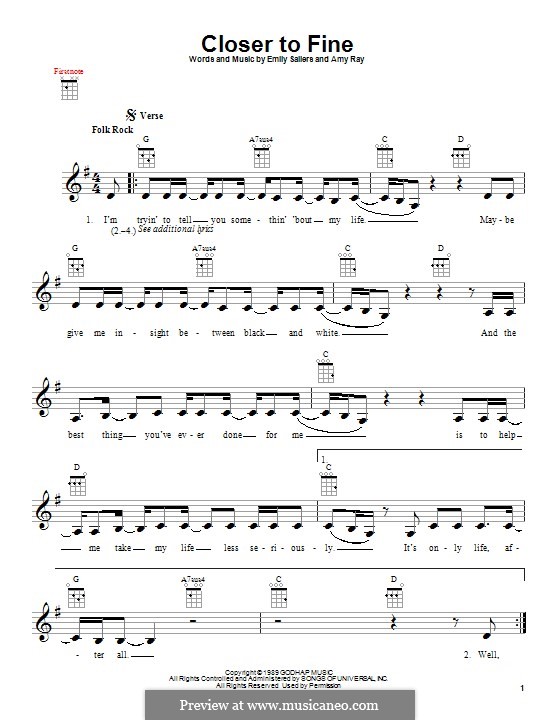 Closer to Fine (Indigo Girls): For ukulele by Emily Saliers