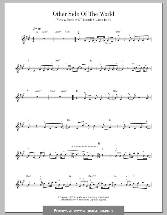 Other Side of the World: For violin by KT Tunstall, Martin Terefe