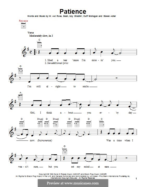 Guns N' Roses: Patience sheet music (fake book) (PDF-interactive)