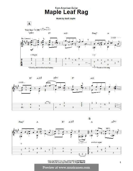 Maple Leaf Rag (Printable Scores) by S. Joplin - sheet music on MusicaNeo