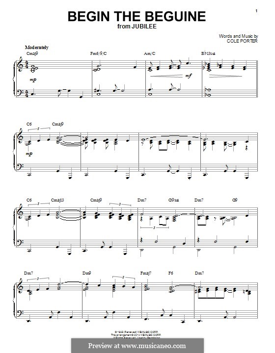 Begin the Beguine: For piano (jazz version) by Cole Porter