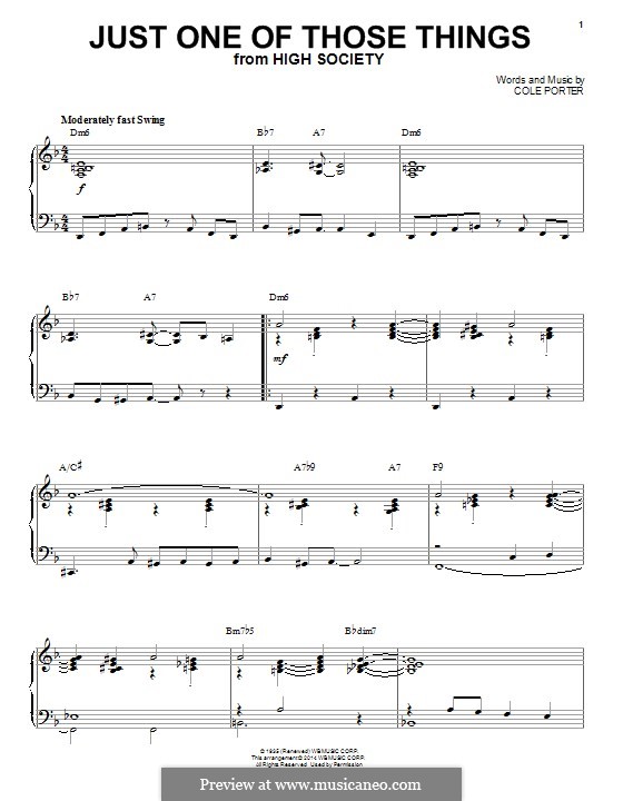 Just One of Those Things: For piano (jazz version) by Cole Porter