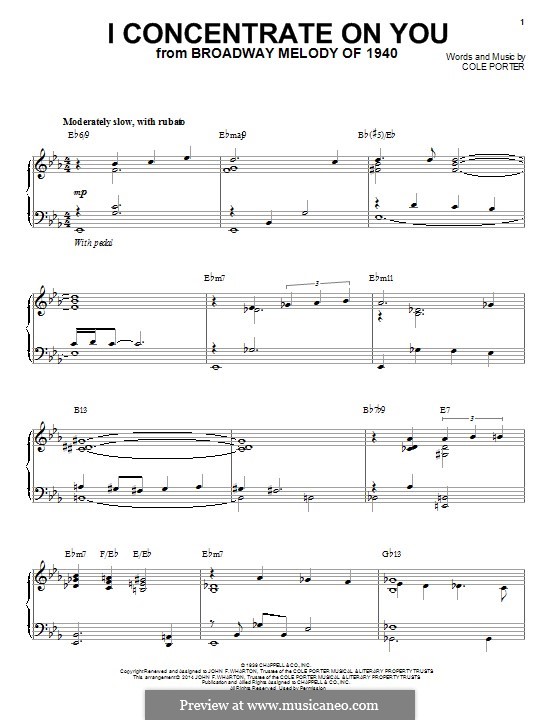 I Concentrate on You: For piano (jazz version) by Cole Porter