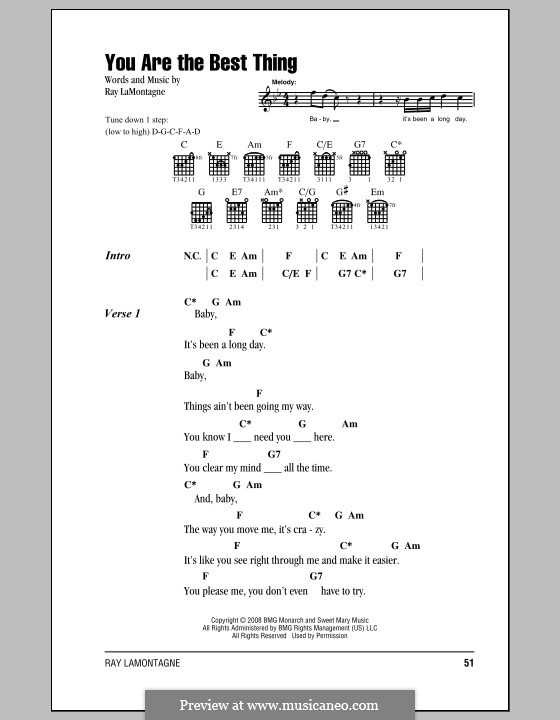 You Are the Best Thing: Lyrics and chords by Ray LaMontagne