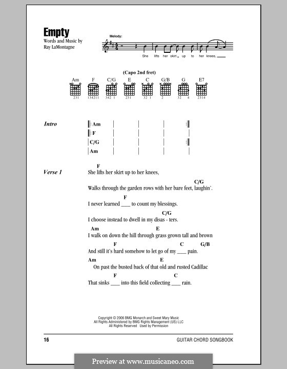 Empty: Lyrics and chords by Ray LaMontagne