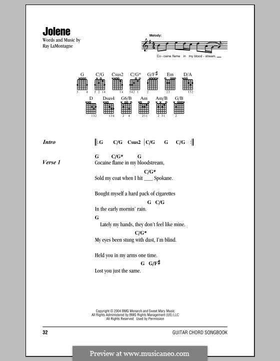 Jolene: Lyrics and chords by Ray LaMontagne