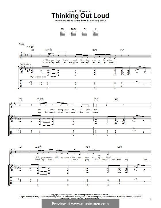Thinking Out Loud: For guitar with tab by Ed Sheeran, Amy Wadge