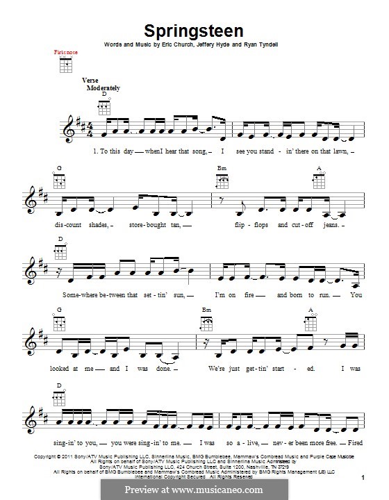 Springsteen by E. Church sheet music on MusicaNeo