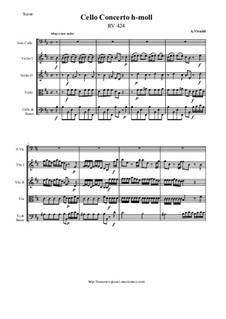 Concerto for Cello and Strings in B Minor, RV 424: Score and all parts by Antonio Vivaldi