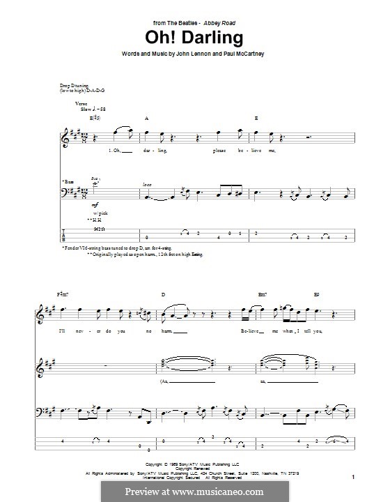 Oh! Darling (The Beatles): For bass guitar with tab by John Lennon, Paul McCartney