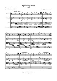 Movement I: For string quartet – score by Wolfgang Amadeus Mozart